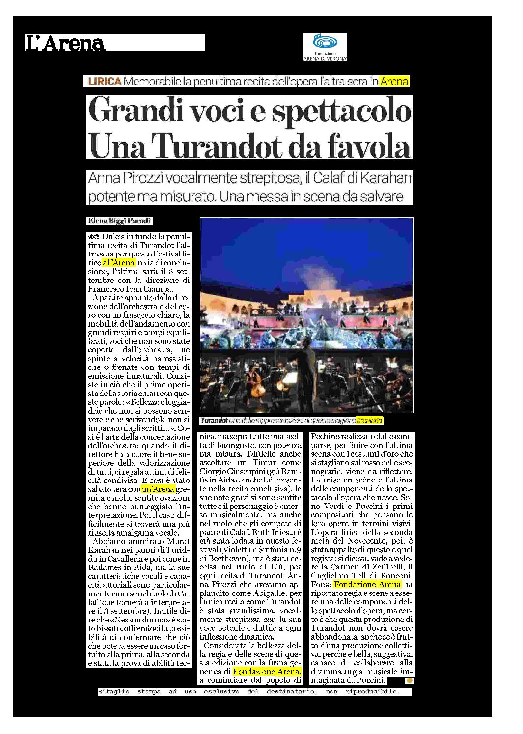 ANNA PIROZZI/TURANDOT/ARENA DI VERONA